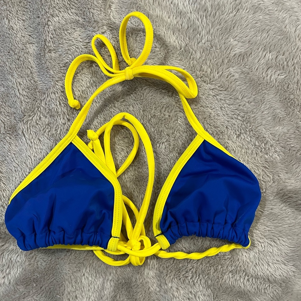 Women’s Swim Bikini Top in Blue and Yellow